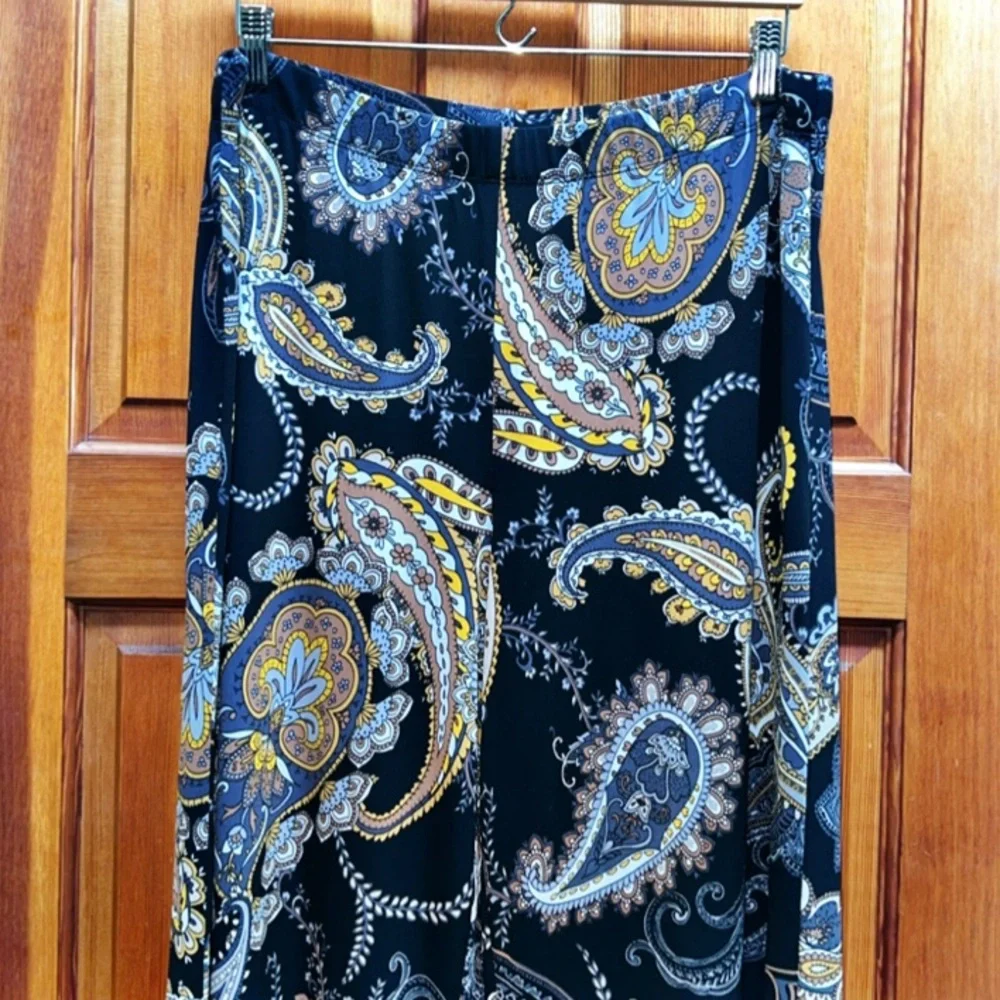 Susan Graver Pants pull-on Paisley, weighty stretchy fabric size large - Picture 3 of 11